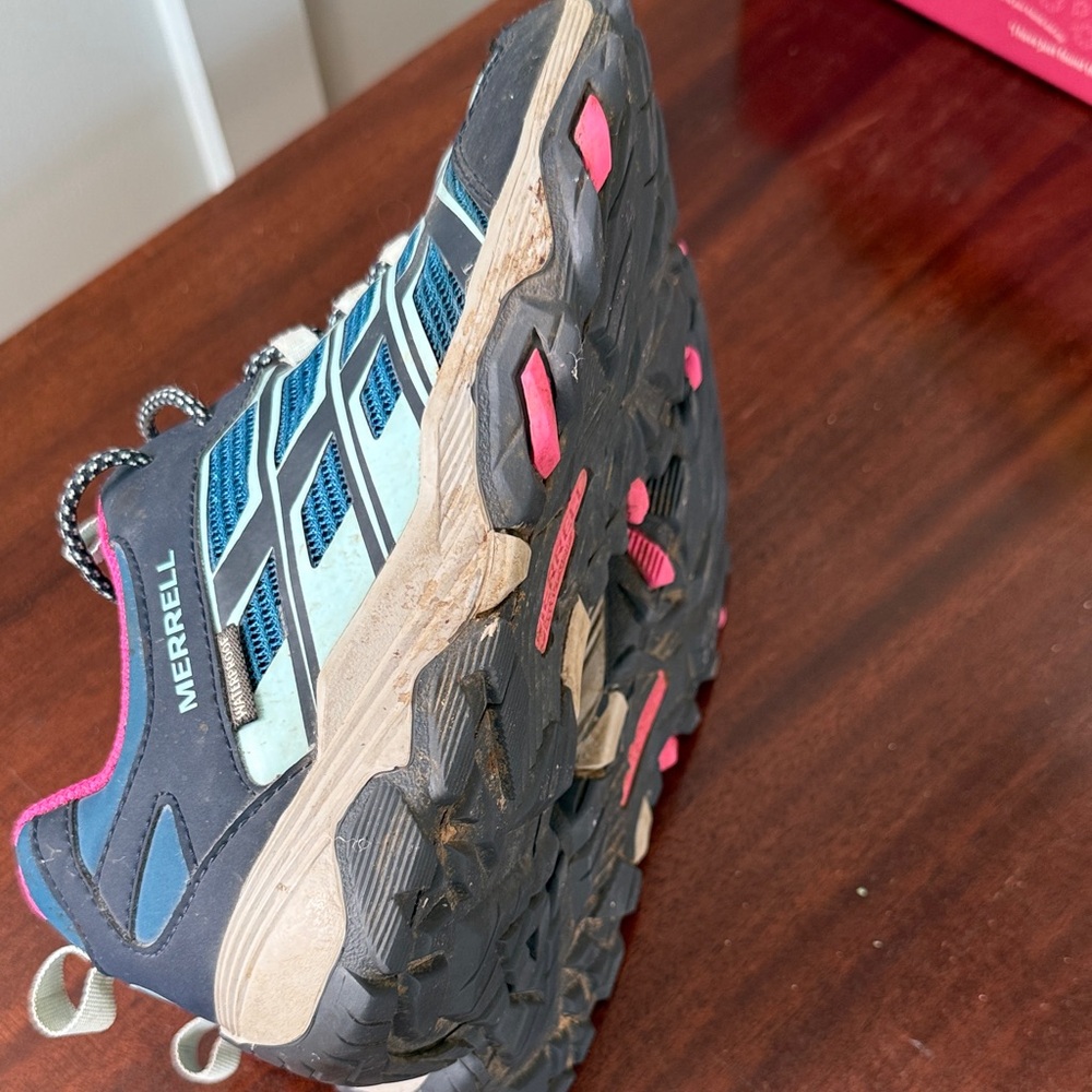 Merrell Kids' Moab Hiking Sneakers - Blue, Black, and Pink - Picture 11 of 12